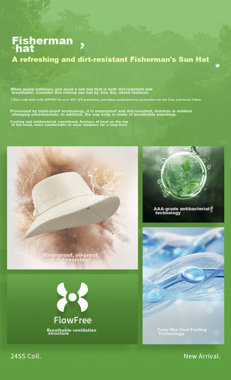 Beneunder Sun Hat for Men, Fisherman Hat, Breathable Sun Protection Cap, Outdoor Hiking Hat, Fishing Water-Resistant Hat TS013 6