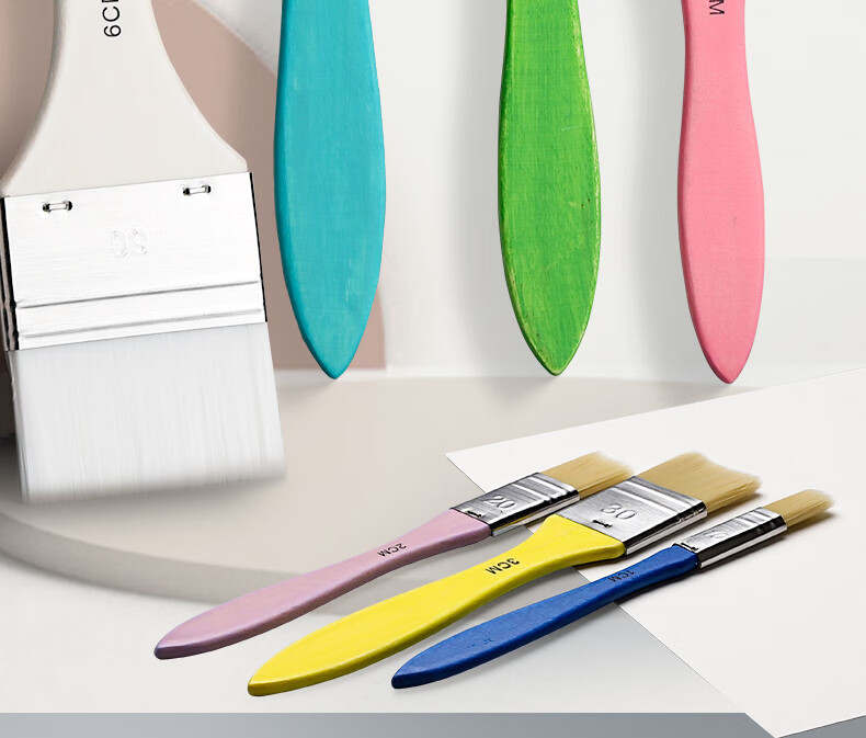 Mont Marte Paint Brush Set for Art Painting, Gouache Watercolor Acrylic Oil Painting Brushes, 6CM Colorful Nylon Stencils Brushes, Chunri Qing P-HS Art Sketching 2