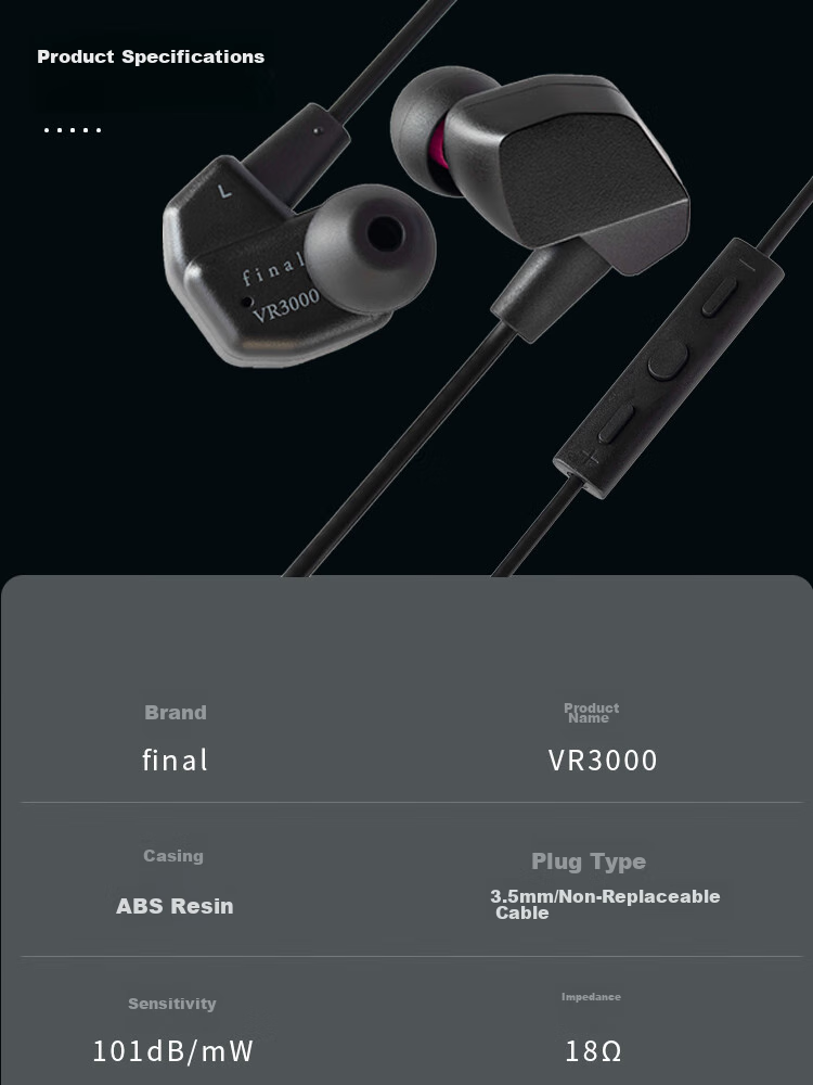 FINAL VR3000 Wired In-Ear Gaming Headphones with Precise Positioning 8