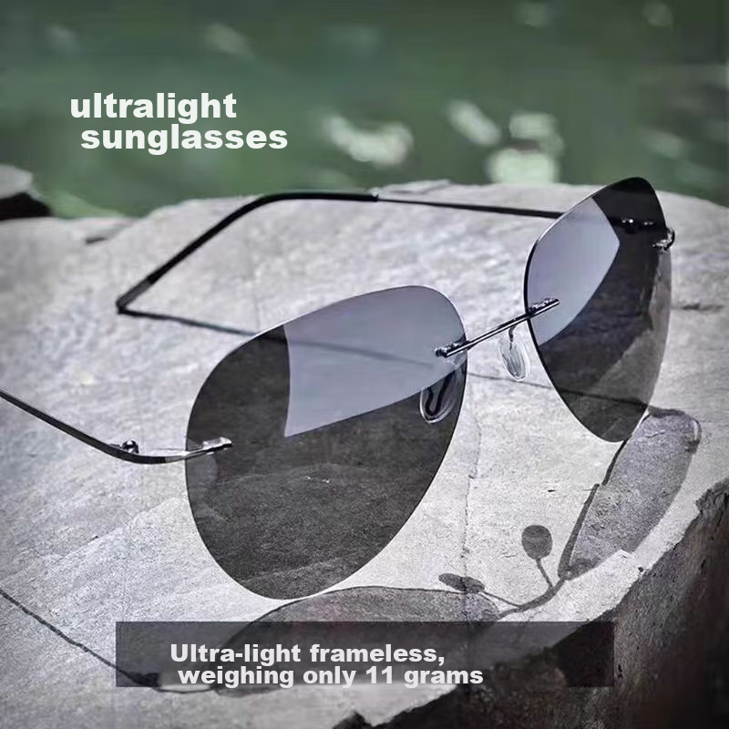 LESCA LUNETIER Ultra-Light Frameless Polarized Sunglasses for Men, Driving-Specific Non-Fading Driving Glasses, Fishing And Pilot Round Sunglasses