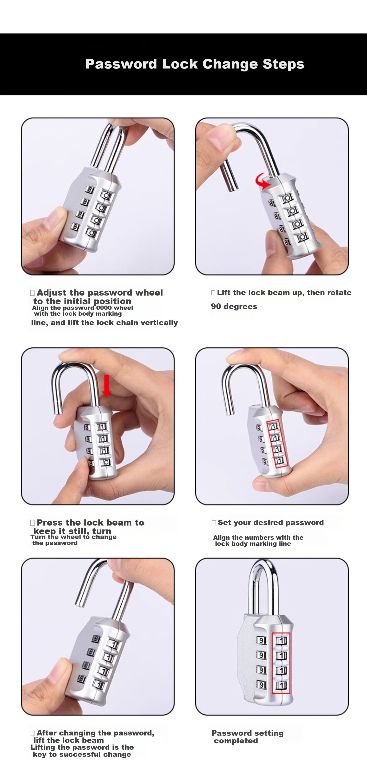 Chugong Password Padlock, Backpack Luggage Lock, Dormitory Door Lock, Gym Locker Lock, Small Padlock, Small Anti-Theft Lock 6