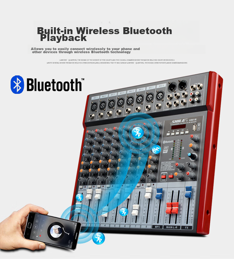 SHILE Tianqin No. 8 Professional 8-Channel Mixer with DSP Effects, for Stage Performances, Weddings, Events, Conference Rooms, And Remote Video Effects, Front-End Reverb Processor 6