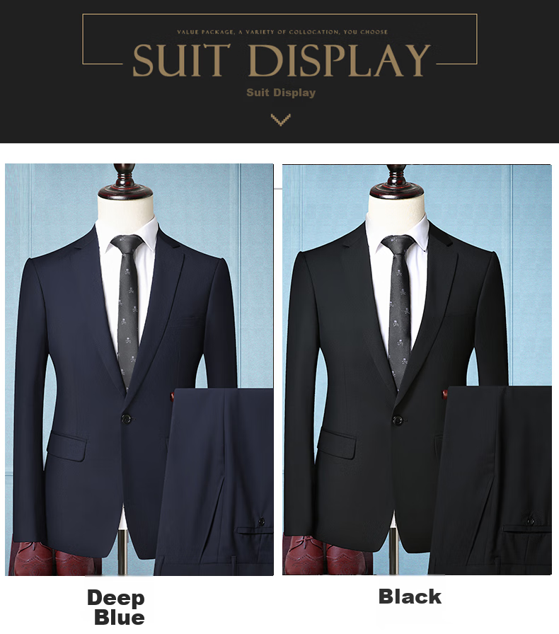 ROMON Men's Suit Set, All-Season Slim Fit Professional Formal Wear, Business Attire, Groom's Wedding Outfit, Menswear 2