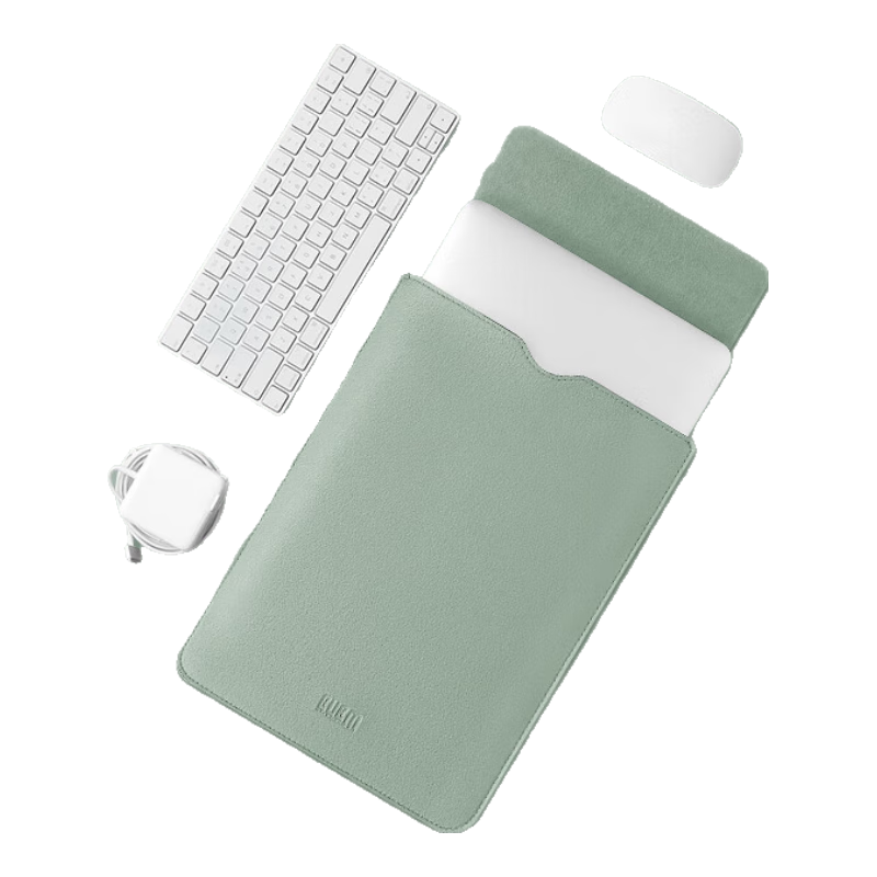JPLAYER Laptop Sleeve Compatible with Lenovo, Xiaomi, Huawei, Apple Macbook 14-15 Inch Simple Lightweight Leather Computer Protective Case, Matcha Gree