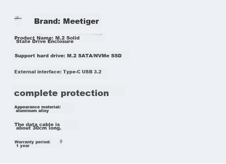 Mihu M.2 NVMe SSD Enclosure, Type-C 3.2 Portable Hard Drive Case, Compatible with Laptops And Apple 16-Inch, External SSD Enclosure with Protective Cover, GN10 34