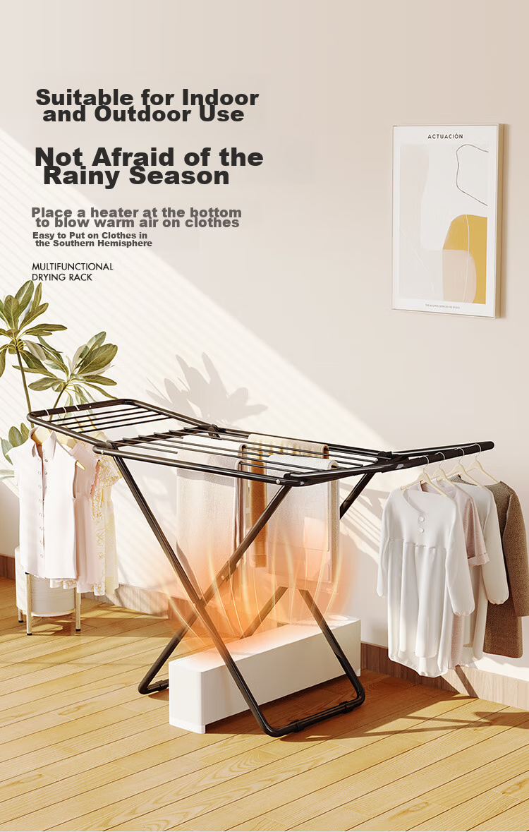 QIAONAMEI Foldable Clothes Drying Rack, No Installation Required, Balcony Quilt Drying Stand, Clothes Hanger, Model 4262 6