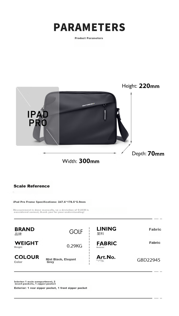 GOLF Shoulder Bag for Men, Casual Crossbody Bag, Phone And IPad Holder, Water-Resistant Commuter Bag, Lightweight Sports Messenger Bag 13