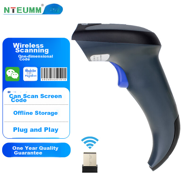 NTEUMM Wireless 1D Barcode Scanner for Warehouse, Express Delivery, Product Barcode, Screen Payment Code Scanner, Supermarket Cashier Barcode Scanner W6