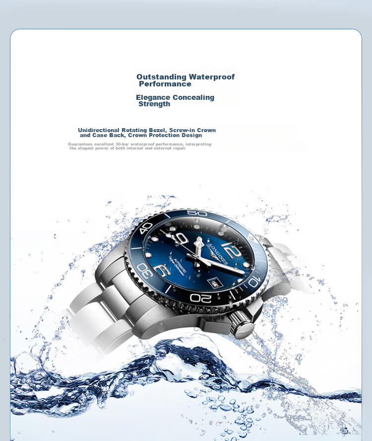 LONGINES Swiss Watch, Conquest Diving Series, Men's Steel Strap Mechanical Watch L37424566 4