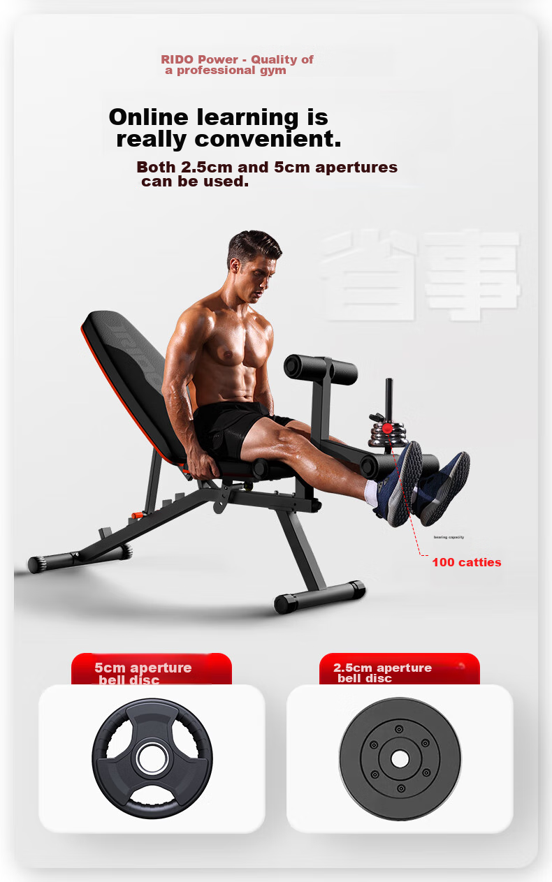 RIDO Multifunctional Dumbbell Bench, Bench Press Bench, Home Fitness Equipment, Exercise Chair, Fly Bench TD50 8