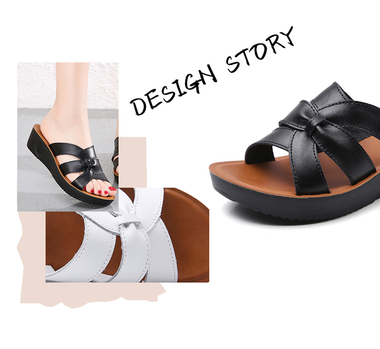 Pounise Women's Fashionable Wedge Sandals, Comfortable Versatile Open-Toe Thick-Soled Mom Slippers PDX-0520 White 35/225(1.5) 2