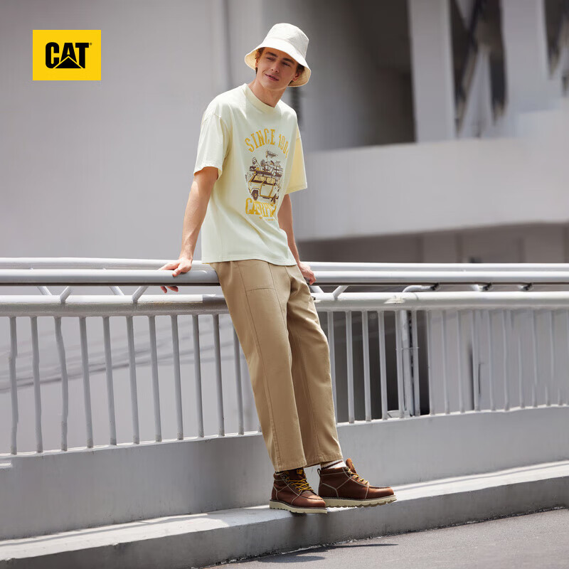 CAT Autumn New Men's Retro Loafers, Lightweight Outdoor Casual Versatile Work Boots, Low-Top Boots