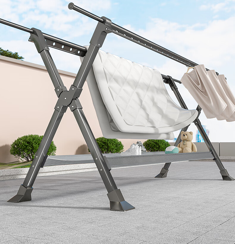 Cenggao Foldable Clothes Drying Rack, No Installation Required, for Indoor And Outdoor Balcony Use, Gunmetal Gray Upgraded Version, 1.3 Meters 1