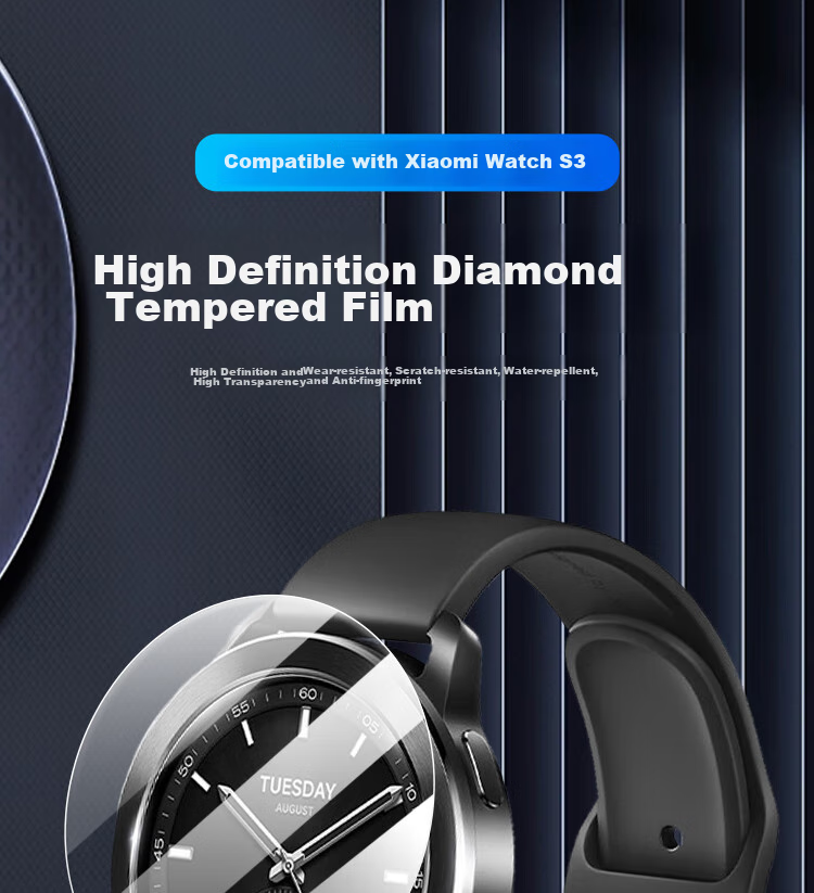 ESCASE [Three-Piece Deluxe Set] Xiaomi Watch S4 Protective Film, Watch S3 Tempered Glass Screen Protector, Full Coverage, HD Clear, Shatterproof, Fingerprint-Resistant Protective Film for 46mm Watch Face 1
