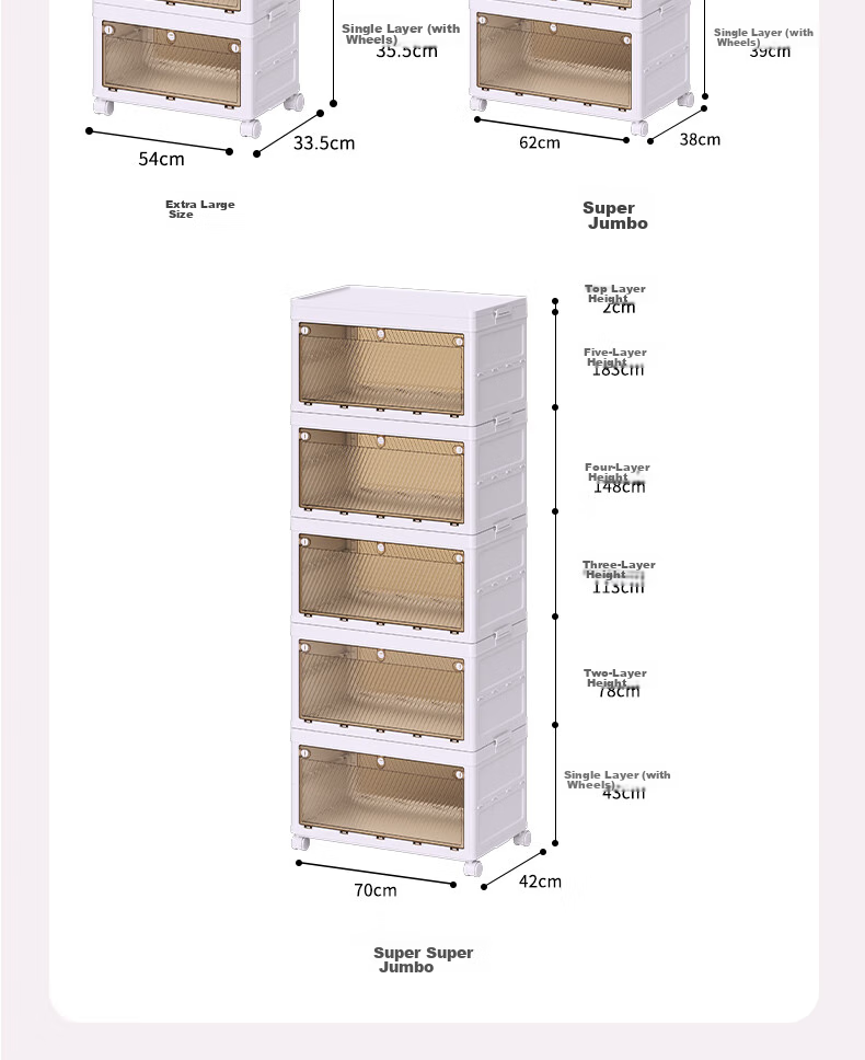 Haoer Foldable Storage Box, No Installation Required, for Home Use, Foldable Cabinet, Wardrobe, Quilt Storage, Toy Organizer, Clothes Storage Cabinet, 54cm, Four Layers 14
