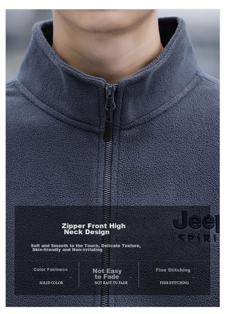 JEEP SPIRIT Men's Jacket, Zip-Up Sweatshirt, Autumn Menswear, Long-Sleeve Loose Casual Trendy Fleece Clothing 3