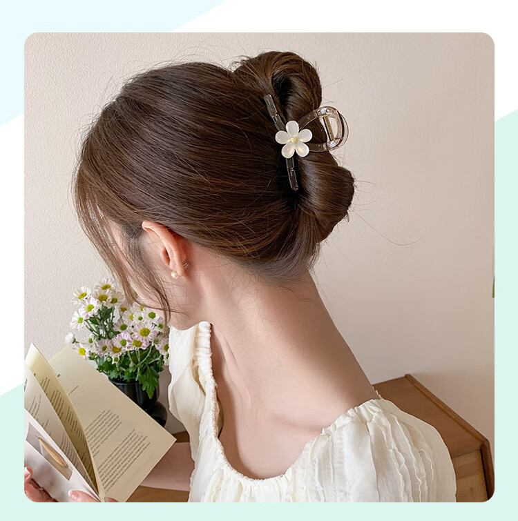 CHIMERA Medium Shark Clip Hairpin for Women Simple Floral Hair Accessory for Back of Head Shoulder Hair Clamp Birthday Gift 5
