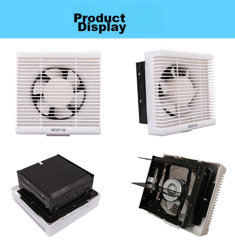 Nedfon APB15-3 Exhaust Fan, Kitchen And Bathroom Window-Mounted Wall-Mounted Ventilation Fan, Range Hood, Extractor Fan with Square Opening 15