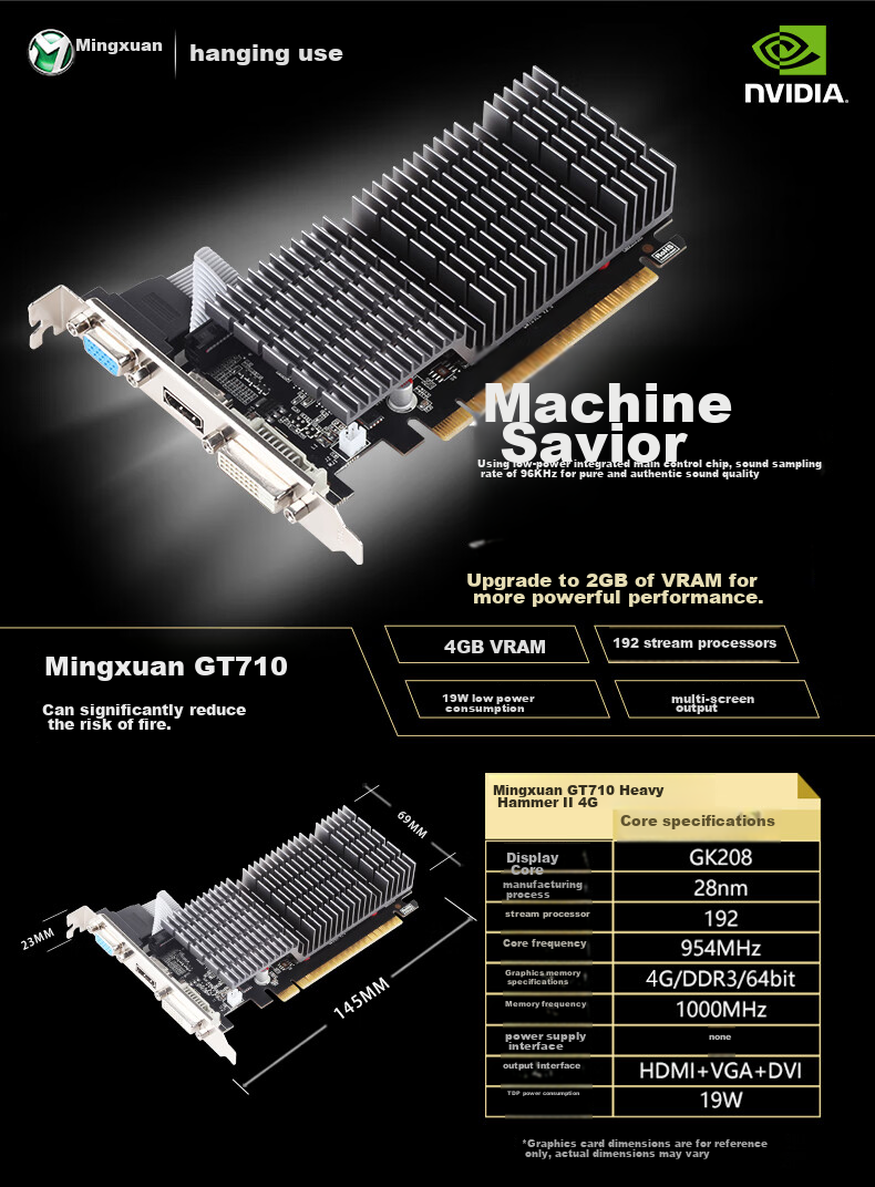 MAXSUN MS-GT710 LP 2G Home Office Computer Dedicated Graphics Card 1