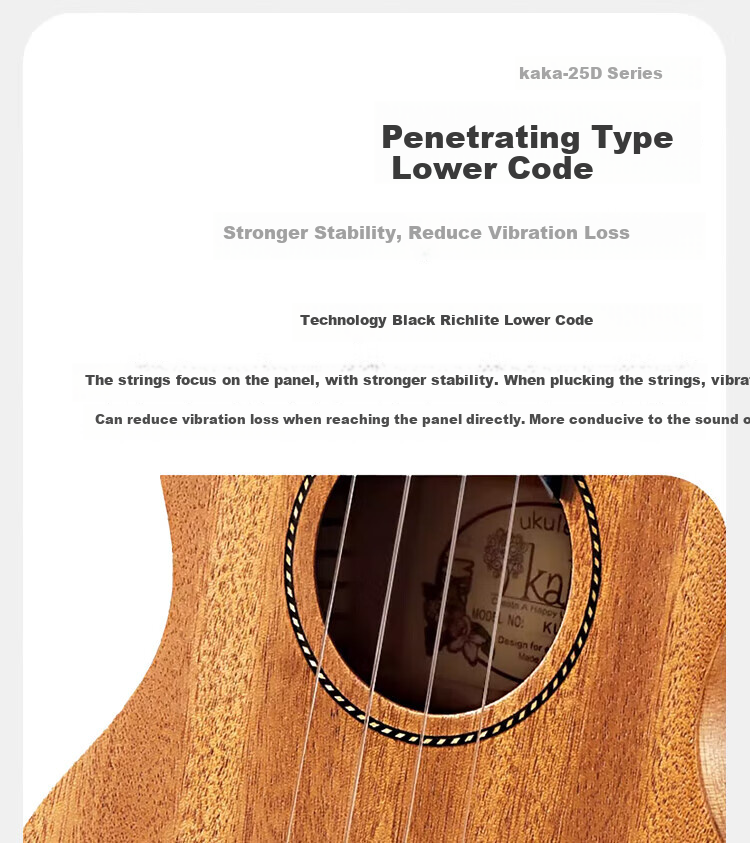 Kaka KUC-25D Ukulele Single Board, Mahogany, 23-Inch Electric Box Style 17