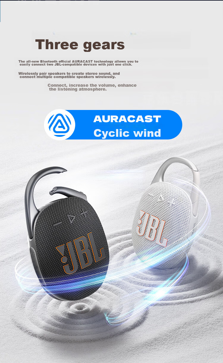 JBL CLIP5 Music Box Fifth Generation, Bluetooth Speaker, Outdoor Portable Speaker, Waterproof Speaker, Clip-On Speaker, Recommended for Shopping, Travel Gift Companion, Moonlight White 6