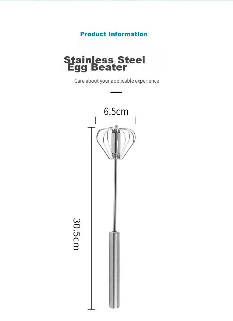 BJ Handheld Semi-Automatic Egg Beater, Baby Food Tool, Corn And Egg Tart Stainless Steel Cream Whisk 7