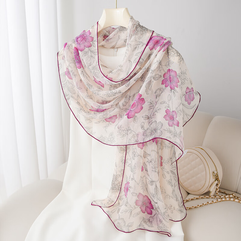 Hangsifu Silk Scarf, Neck Warmer Shawl, Pearl Yarn Neck Wrap, Practical Birthday Gift for Mom, Mid-Autumn Festival Present