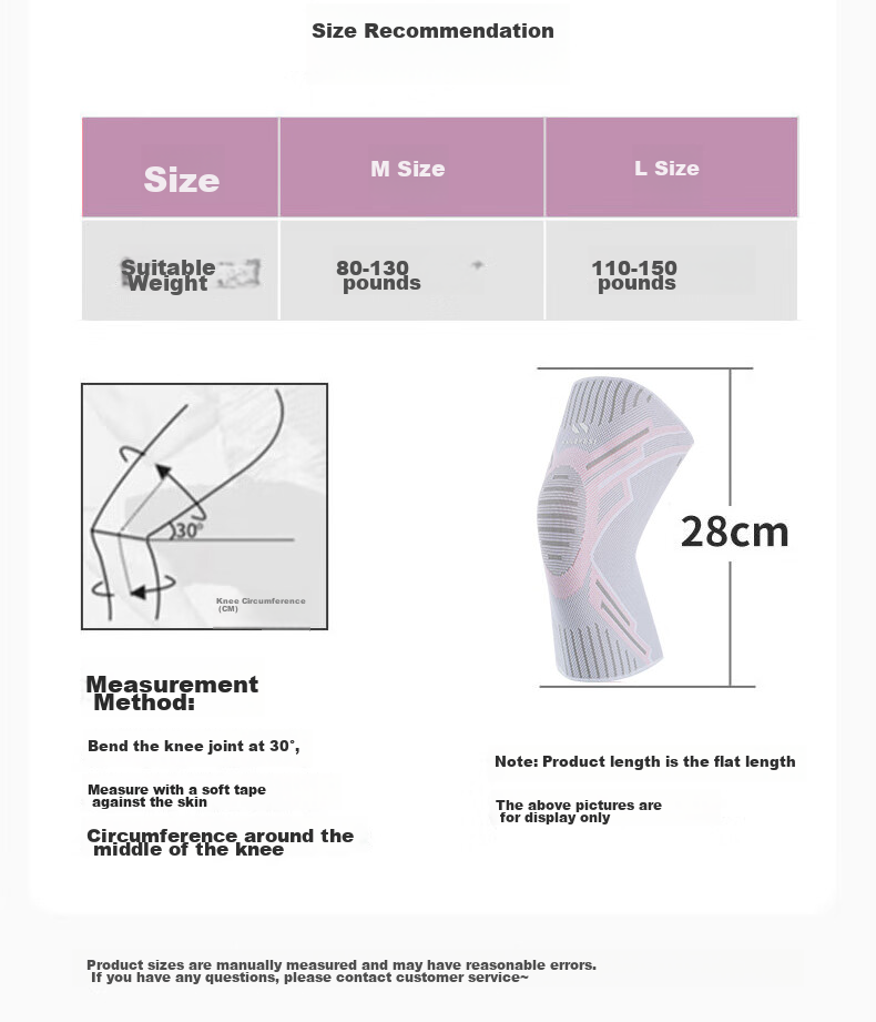 Nailikes Professional Sports Knee Brace for Women Running Protective Warm Knee Joint Support for Badminton S Size 13