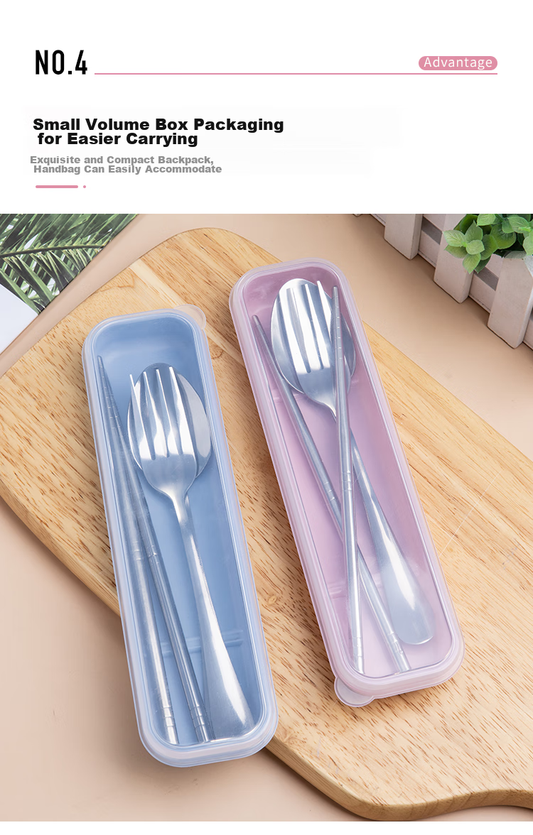 Shihua Fashion Stainless Steel Portable Cutlery Set, Chopsticks Spoon Fork Boxed Four-Piece Set SH-6361 7