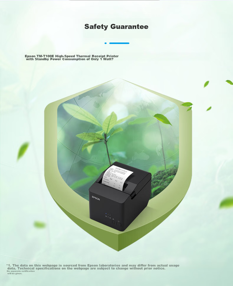 EPSON Thermal Receipt Printer 80mm for Hotels, Takeout, Kitchen Receipts, Barcode And QR Code Printer TM-T100E USB/RS Interface 20