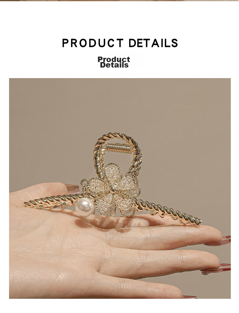 Xiangwan Hair Clip, Metal Flower Barrette, Chinese Style Hair Clip, High-End Shark Clip for Back of Head, Birthday Gift for Wome 9