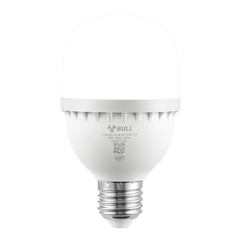 BULL LED Bulb High Brightness A19 Cylinder Light 15W 6500K Daylight E27 Screw Base for Factory Workshop Supermarket Canteen