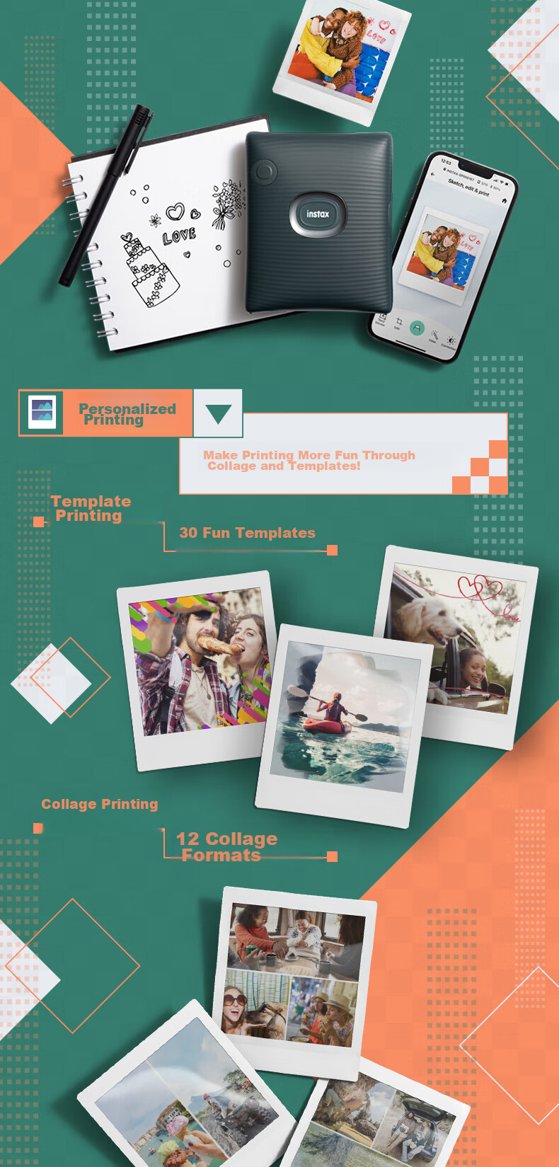 INSTAX Fuji INSTAX SQUARE Link Instant Camera, Smartphone Photo Printer, Mountain White, for Students And Home Use 11