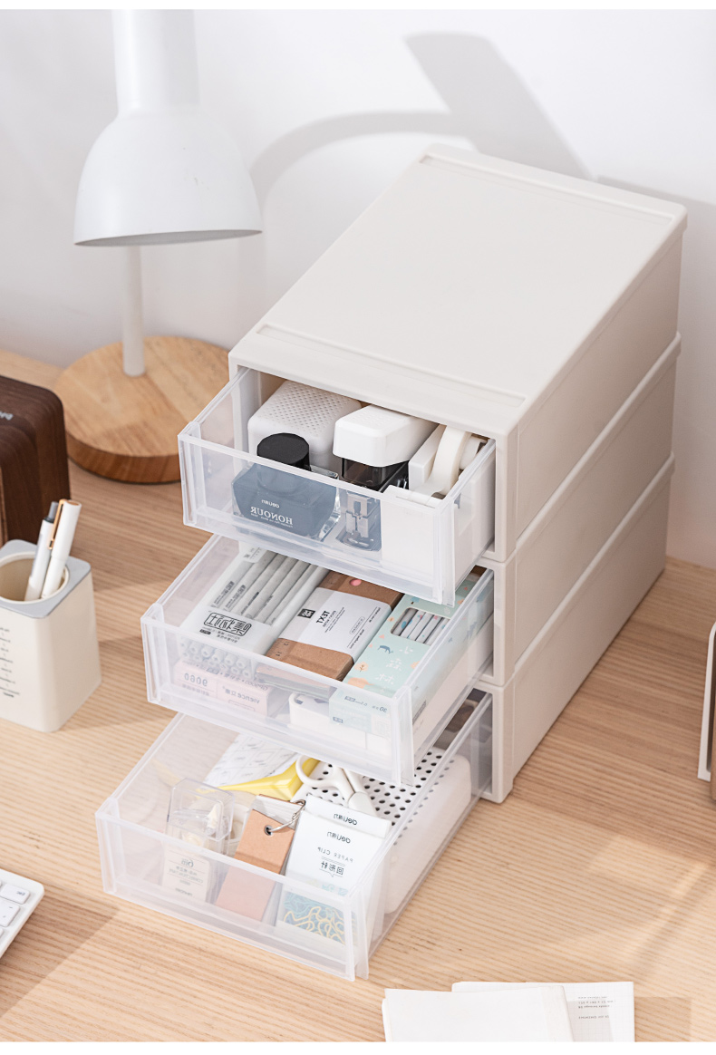 JEKO&JEKO Plastic Desktop Storage Box, Drawer-Style Office Desk Organizer, Storage Cabinet, Desk Organizer Box, Small Size, Pack of 3 16