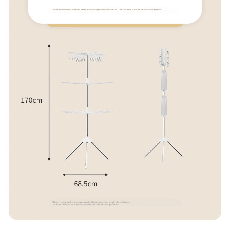 Siwangongli Baby Clothes Drying Rack, Floor-Standing Multifunctional Foldable Towel Hanger, Baby Diaper Hanger with Multiple Hooks, Three-Tier 13