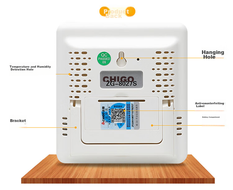 CHIGO Indoor Electronic Thermometer Hygrometer with Alarm Clock, Temperature Measuring Device ZG-8027S 13