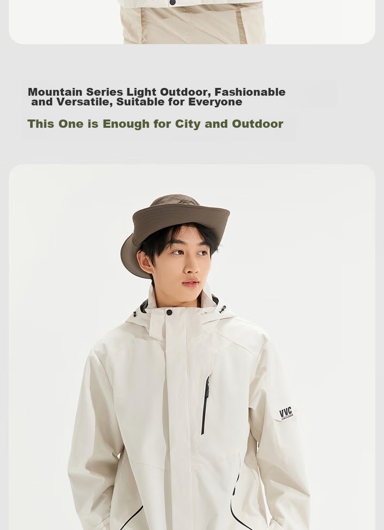VVC Functional Windproof And Waterproof Jacket for Men And Women with Detachable Fleece Inner Layer, Warm Outdoor Coat, Cloud White, Size S 10