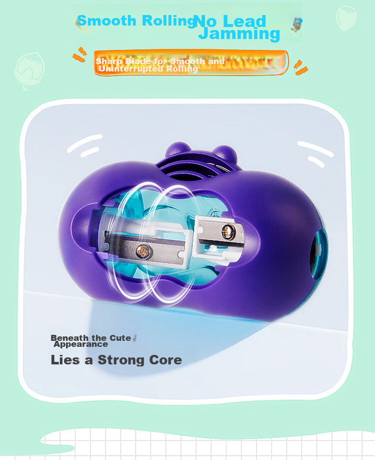 Maped Greedy Squirrel Pencil Sharpener with Dual Holes, Manual Rotary Pencil Sharpener, Small Pencil Sharpener for Elementary School Students, 018410CH 4