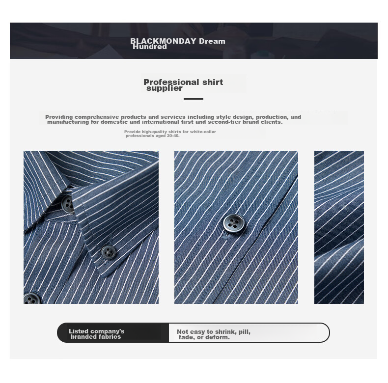 BLACKMONDAY [Easy-Care] Striped Shirt for Men, Spring And Autumn Business Casual Wrinkle-Resistant Non-Iron Long-Sleeve Dress Shirt 4