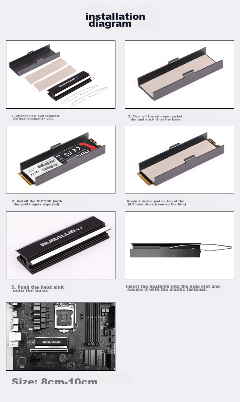 BUBALUS M20 M.2 2280 SSD Heatsink, Aluminum Alloy Heat Spreader, High-Efficiency Heat Dissipation with Airflow Desig 8