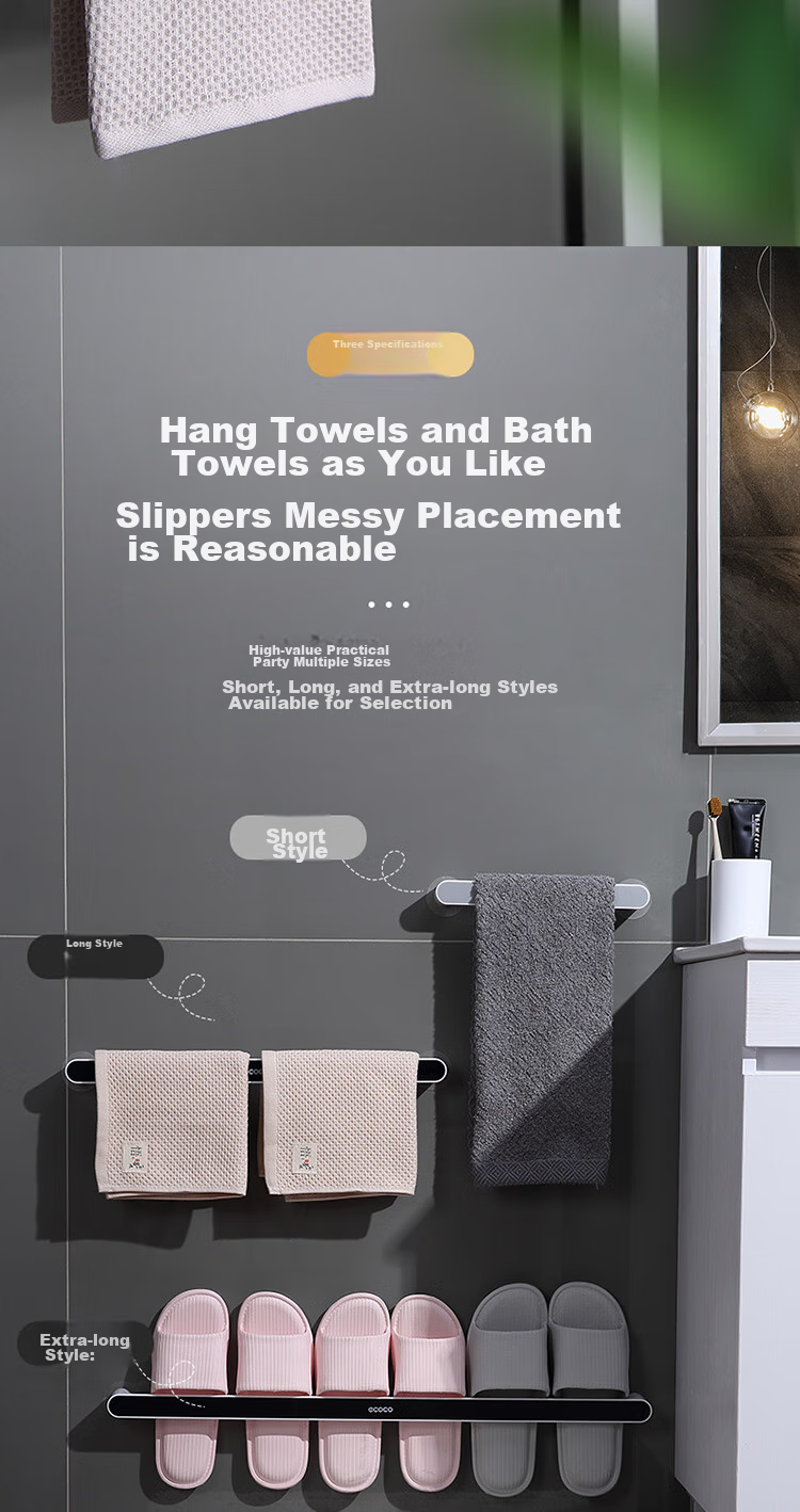 Ecoco Simple Towel Rack, No Drilling Required, Bathroom Storage Shelf, Bath Towel Holder, Towel Bar Organizer 8