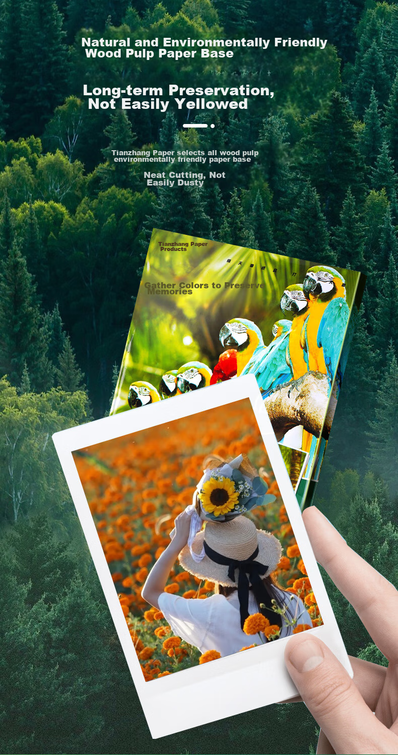 TANGO Photo Paper 230g High Gloss Inkjet Printing Paper 4R/6 Inch Landscape Photo Travel Record Flyer Photo Paper Printing 20 Sheets/pack New Green TANGO 4