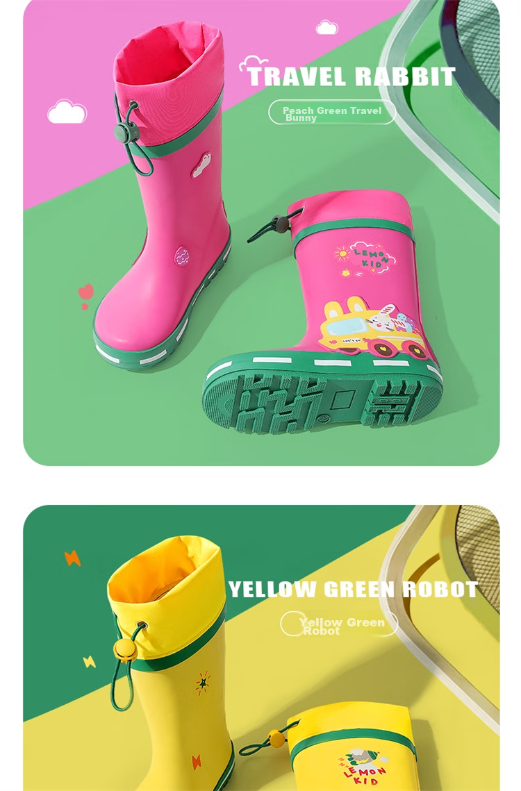 Lemonkid Children's Rain Boots, Boys And Girls Water Shoes, Baby Water Boots, Non-Slip Rubber Shoes, Kids Rain Boots, Pink And Purple Unicorn Design, Size 35 12