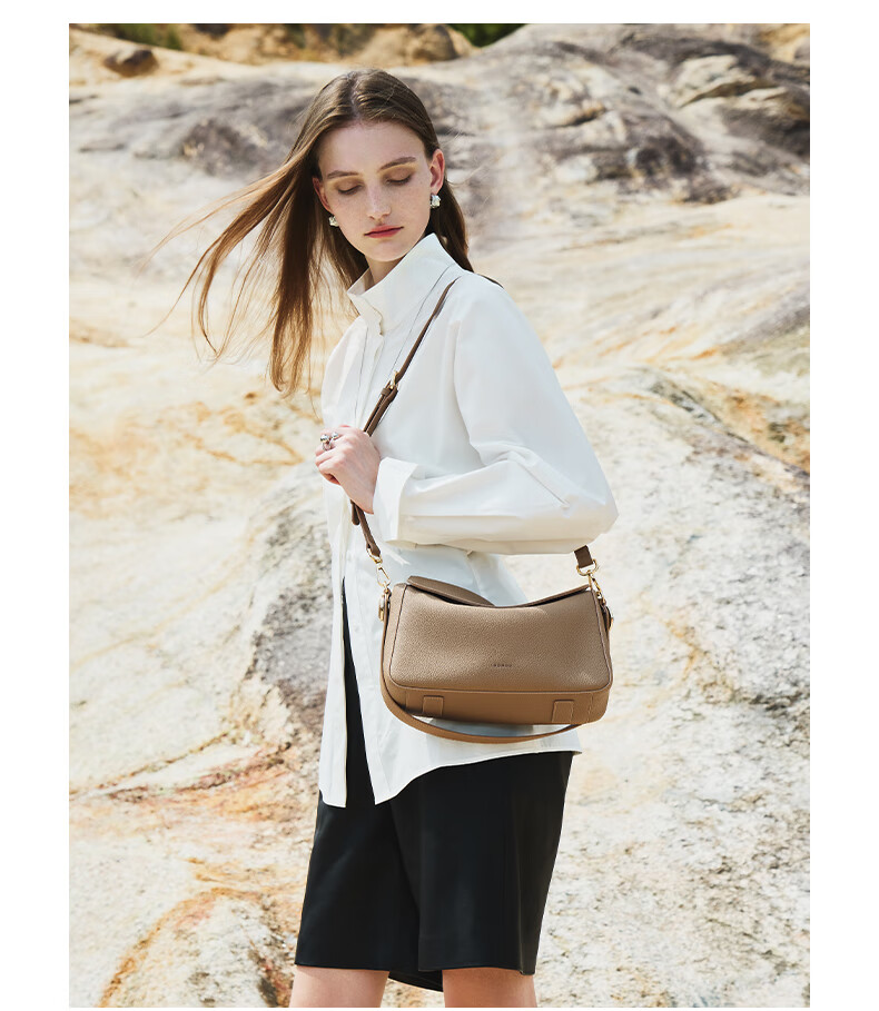 HONGU Leather Handbag, Women's Shoulder Bag, Commuter Crossbody Bag, Casual Ladies' Purse, Birthday Gift for Wome 10