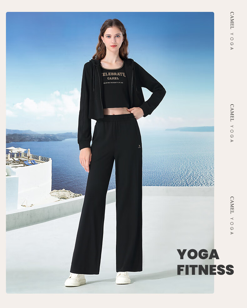 CAMEL Casual Sports Set, New Women's Outerwear, Wide-Leg Straight Pants, Vest Three-Piece Set, Knitted Casual Sportswear 26