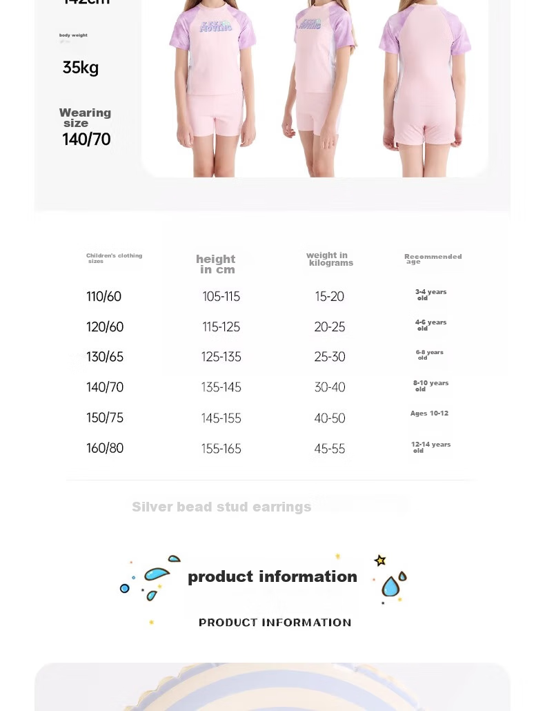 ANTA Children's Swimsuit for Hot Springs, 2026 New Style, Big Kids Sun Protection Girls Two-Piece Professional Training Swimwear, Pink And Purple, Size 110 15