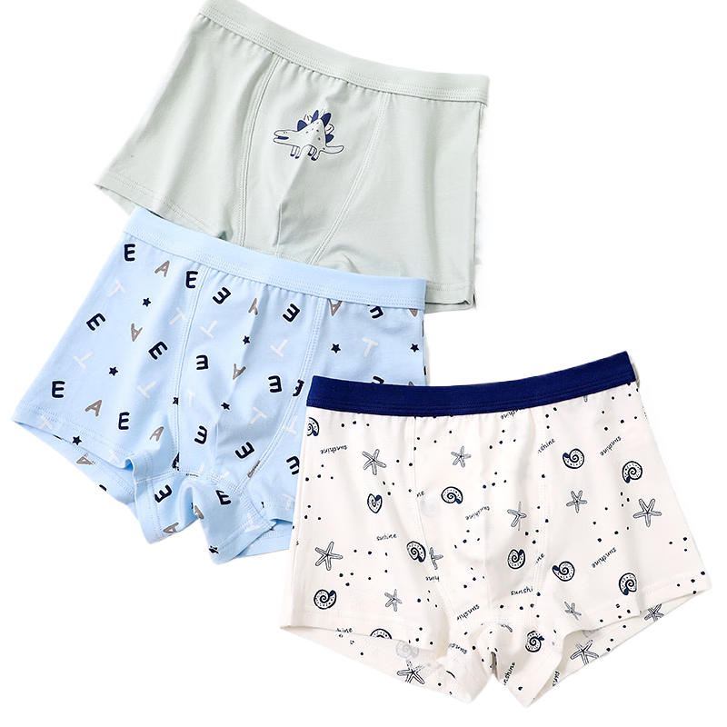 LangSha Boys' Boxer Briefs, Cotton Underwear for Older Children, Class A Standard Cute Student Shorts, Size 150