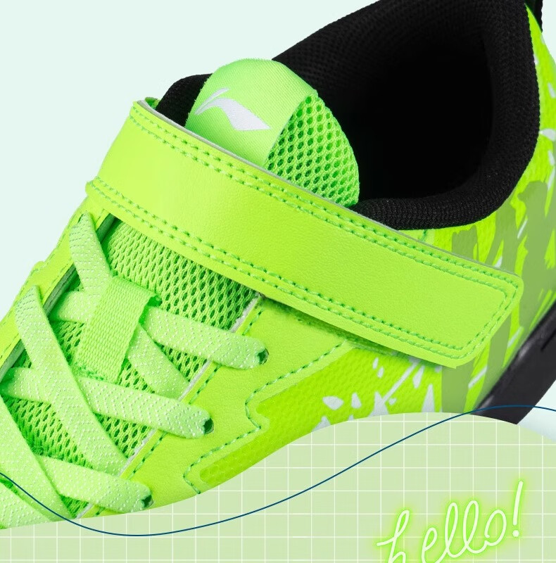 Li-Ning Children's Soccer Shoes with Molded Studs TF6 for Boys Aged 12 And Up, Big Kids, Teenagers, Velcro Professional Training Sports Shoes Size 34 6