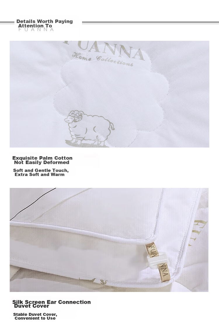 FUANNA Shunuan 100% Wool And Silk, Two-In Mother-Child Quilt, Thickened, 8.8 Jin (4.4 Kg), 203*229cm, White 10