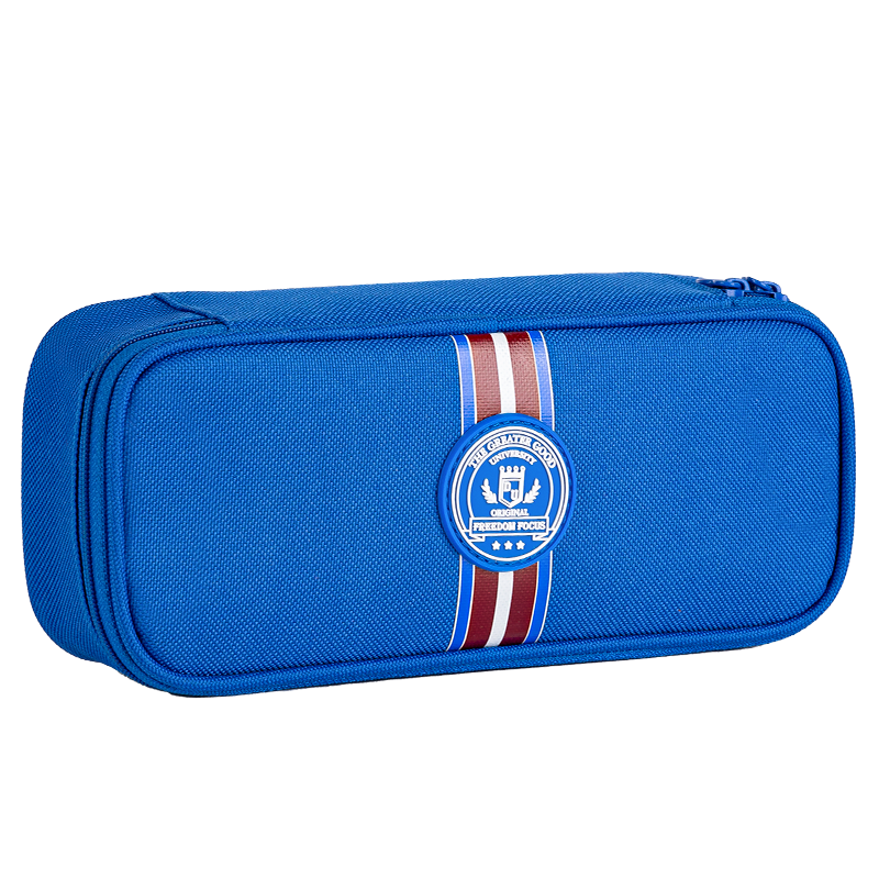 Deli Large Capacity Pencil Case for Elementary School Students, Children's Classic College-Style Multi-Purpose Stationery Box, Pencil Storage Bag, Vertical Striped Blue Back-To Stationery Gift